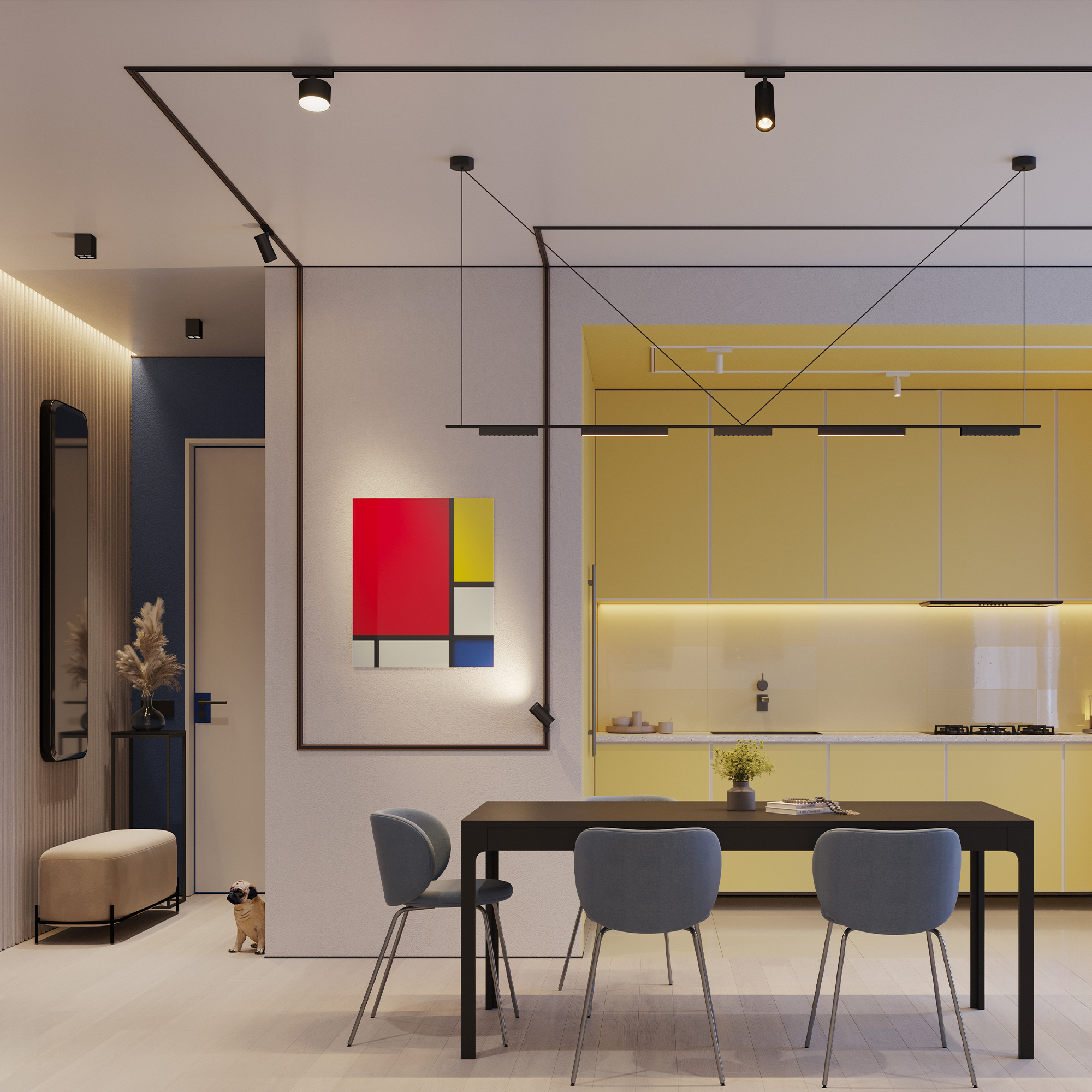 Интерьер с яркими акцентами